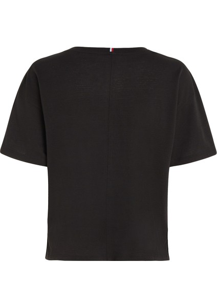 Bisiklet Yaka Baskılı Siyah Kadın T-Shirt Ess Mını Corp Relaxed Tee modelleri