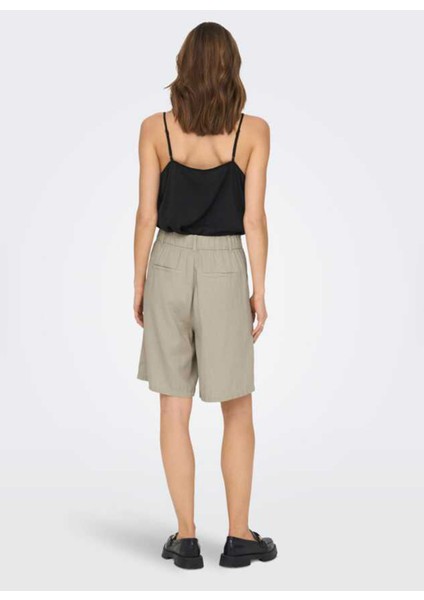Normal Bel Normal Koyu Ekru Kadın Şort Onlcaro Mw Lınen B Pull-Up Shorts C modelleri