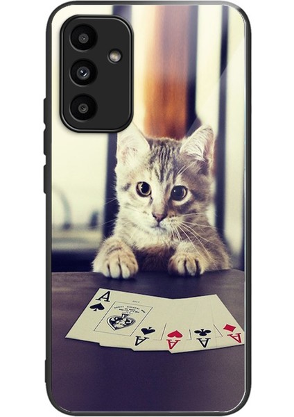 Samsung Galaxy A15 4g/5g Temperli Cam Kılıf Için Düşmeye Dayanıklı Koruma Deseni Print-Cat (Yurt Dışından)