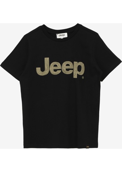 Siyah Erkek Çocuk Bisiklet Yaka Oversized Baskılı T-Shirt C4SB-TST4035