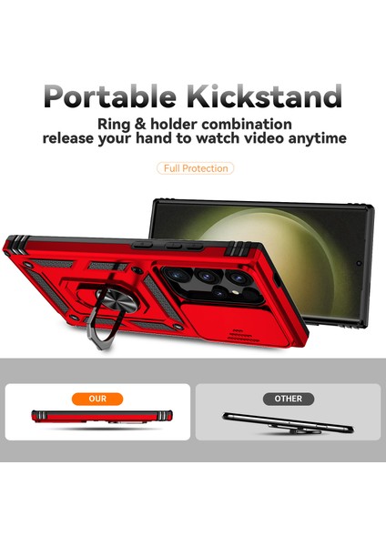 Samsung Galaxy S24 Ultra Kaydırmalı Lens Korumalı Kickstand Telefon Kılıfı (Yurt Dışından) fiyatları