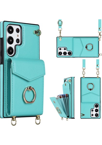 Samsung Galaxy S24 Ultra Cep u Akordeon Kart Çanta Halkası Kickstand Arka Nane i Telefon Kılıfı (Yurt Dışından)