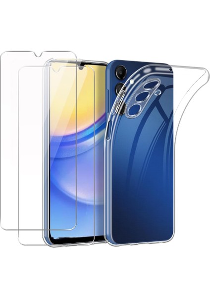 Samsung Galaxy A55 5g Tpu Telefon Kılıfı + 2 Adet 2.5d Ark Temperli Cam Ekran Koruyucu (Yurt Dışından)