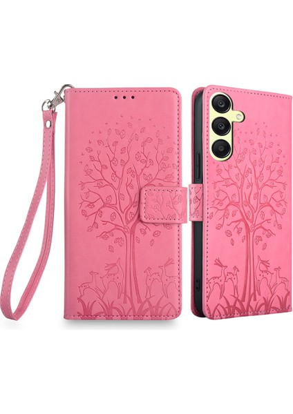 Samsung Galaxy A25 5g (Global) (161.0 x 76.5 x 8.3mm) Baskılı Geyik Ağacı Desenli 3 Kart Yuvaları El Kayışlı Koruyucu Telefon Kılıfı (Yurt Dışından)