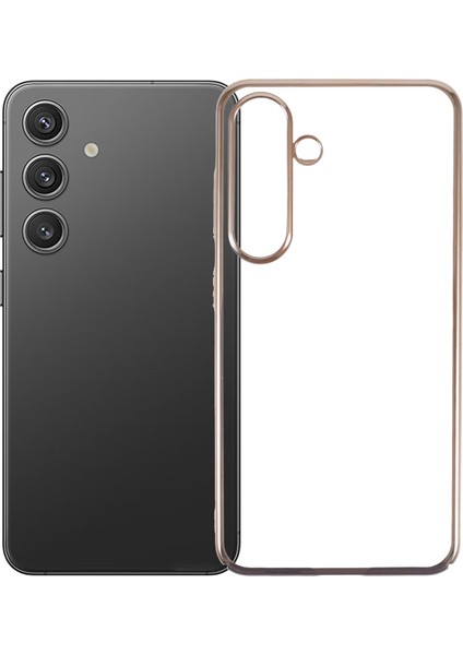 Samsung Galaxy S24+ Sert Pc Temizle Arka Galvanik ÇerçeveAltın Telefon Kılıfı (Yurt Dışından)