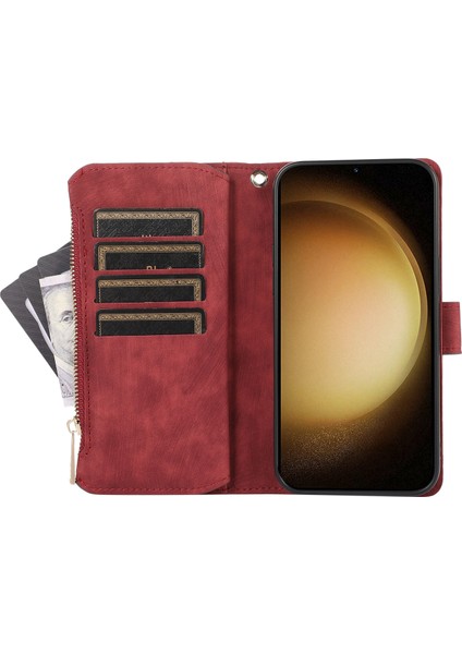 Samsung Galaxy S24+ Pu Deri Kart Yuvası Nakit Cep Standlı Telefon Kılıfı (Yurt Dışından)