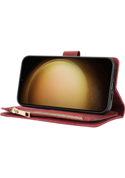 Samsung Galaxy S24+ Pu Deri Kart Yuvası Nakit Cep Standlı Telefon Kılıfı (Yurt Dışından)