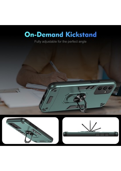 Samsung Galaxy A05S 4g Telefon Kılıfı Pc+Tpu Kapak Döner Kickstand-Yeşil (Yurt Dışından)