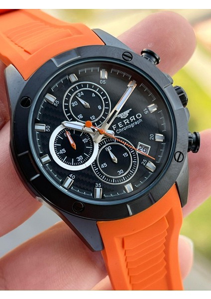 Iç Fonksiyonları Aktif Turuncu Renk Slikon Kordon 30 mt Su Geçirmez Erkek Kol Saat EF31361-ZL fiyatları