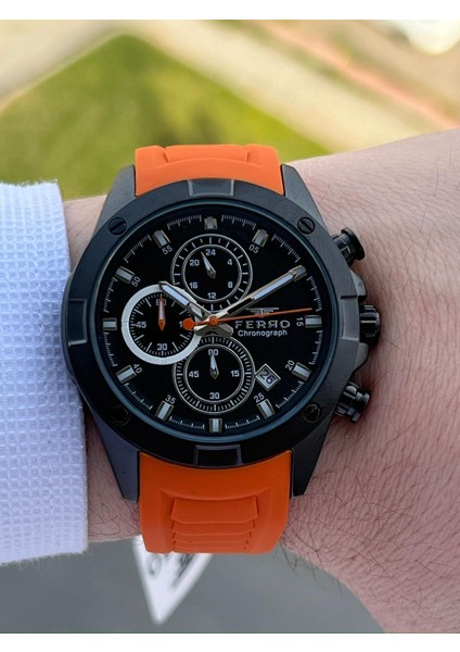 Iç Fonksiyonları Aktif Turuncu Renk Slikon Kordon 30 mt Su Geçirmez Erkek Kol Saat EF31361-ZL modelleri