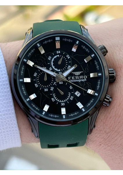 Iç Fonksiyonları Aktif Yeşil Renk Slikon Kordon 30 mt Su Geçirmez Erkek Kol Saat EF31354- fiyatları