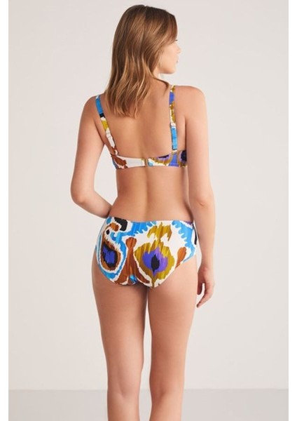 Ayarlanabilir Askılı Kaplı Telli Cilda Renkli Desenli Toparlayıcı Bikini Takımı