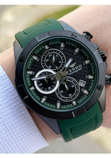 Iç Fonksiyonları Aktif Yeşil Renk Slikon Kordon 30 mt Su Geçirmez Erkek Kol Saat EF31361-ZJ