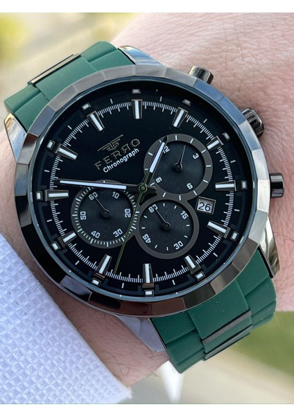 Iç Fonksiyonları Aktif Yeşil Renk Slikon Kordon 30 mt Su Geçirmez Erkek Kol Saat EF31360-ZJ