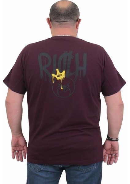 Erkek Büyük Beden Sıfır Yaka T-Shirt Rich 24134 Murdum