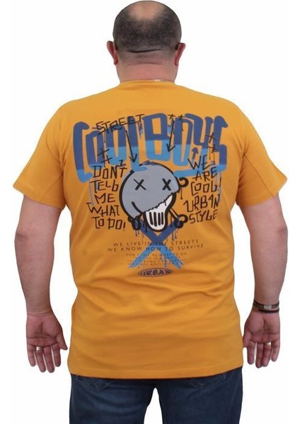 Erkek Büyük Beden Sıfır Yaka T-Shirt Cool Boys 24125 Hardal fiyatları