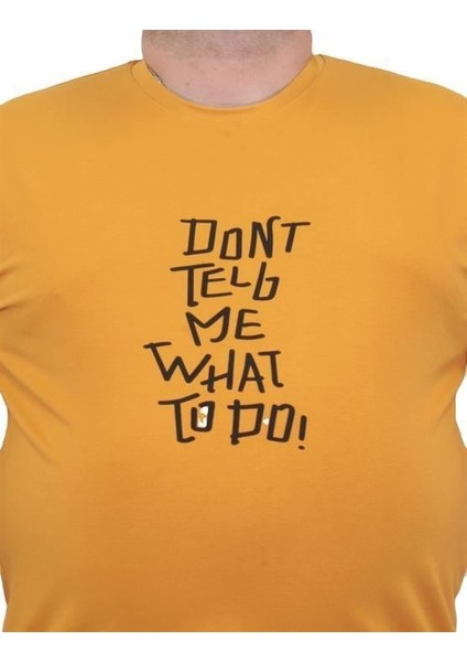 Erkek Büyük Beden Sıfır Yaka T-Shirt Cool Boys 24125 Hardal modelleri