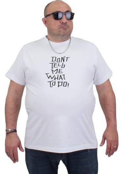 Erkek Büyük Beden Sıfır Yaka T-Shirt Cool Boys 24125 Beyaz