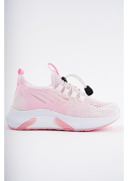 507-24 Triko Sneaker Kız Çocuk Ayakkabı Beyaz Pembe 26-30