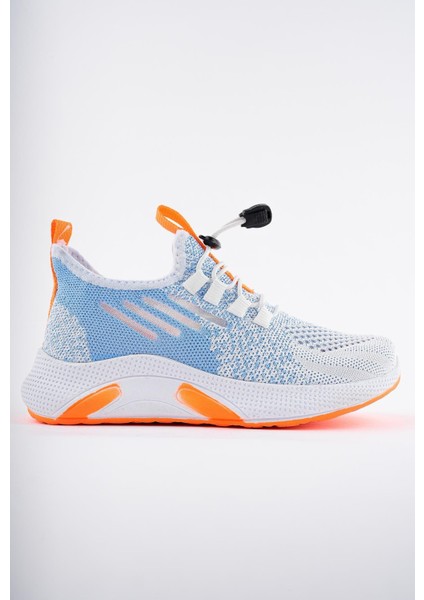 507-24 Triko Sneaker Kız Çocuk Ayakkabı Beyaz Oranj 31-35