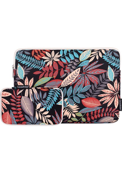 Yapraklar Baskılı Ultra-Ince Koruyucu Dizüstü Bilgisayar Kılıfı Fermuarlı Dizüstü Bilgisayar Çantası Küçük Çanta Ile-Siyah/11 Inç Dizüstü Bilgisayar Için (Yurt Dışından)