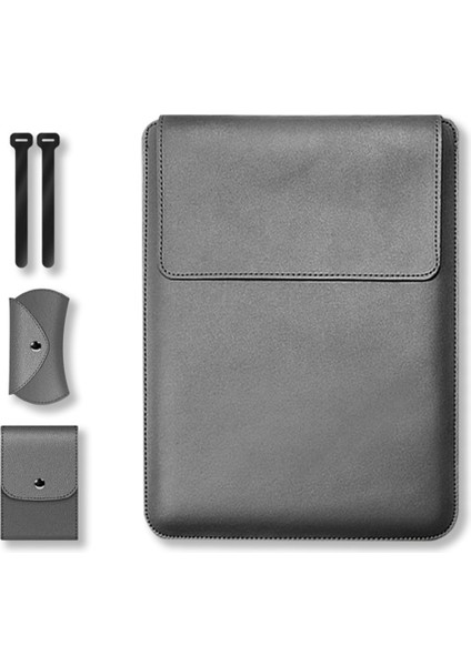 MacBook 13 Inç/14 Inç Dizüstü Bilgisayar Saklama Çantası Çok Fonksiyonlu Pu Deri Mouse Pad Dizüstü Bilgisayar Kol Kılıfı (Yurt Dışından)