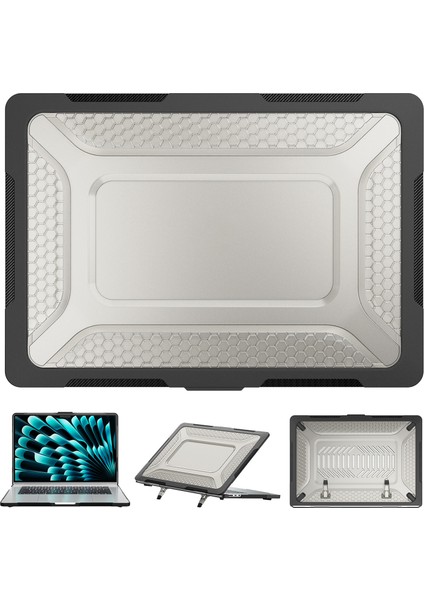 Macbook Air 15 Inç (2023) M2 A2941 /(2024) A3114 M3 Kaymaz Laptop Çantası Petek Isı Dağılımı Kickstand Pc + Tpu Kapak (Yurt Dışından)
