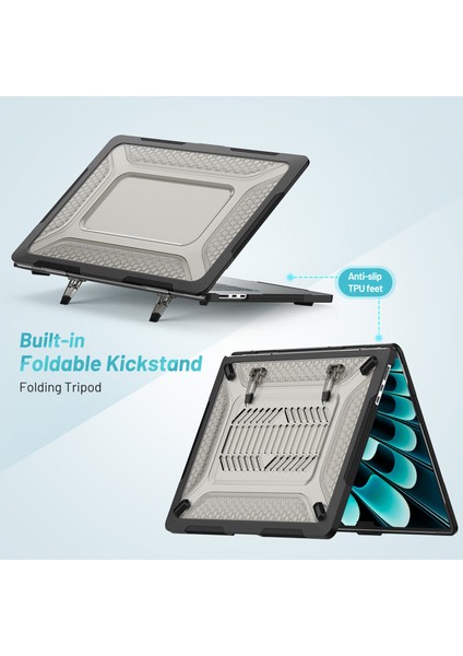 Macbook Air 15 Inç (2023) M2 A2941 /(2024) A3114 M3 Kaymaz Laptop Çantası Petek Isı Dağılımı Kickstand Pc + Tpu Kapak (Yurt Dışından)
