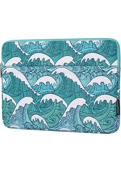 Deniz Dalgası Desenli Darbeye Dayanıklı Dizüstü Bilgisayar Kılıfı Fermuarlı Dizüstü Bilgisayar Ön Cepli Taşıma Çantası-Yeşil/14 Inç Dizüstü Bilgisayar Için (Yurt Dışından) fiyatları