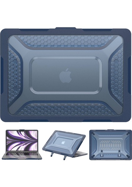 MacBook Air 13 Inç (2022) (M2 A2681) Koruyucu Kılıf Anti-Scratch Dizüstü Sabit Pc Kılıfı Kickstand-Safir ile (Yurt Dışından)