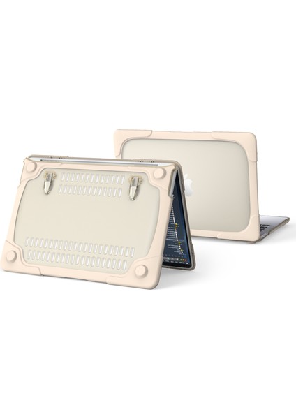 Temel Reis Serisi Iki Parçalı Plastik + Tpu Koruyucu Kılıf Kabuk, MacBook Pro 13 Inç (2020) Için Stand Tasarımlı A2251/A2289/A2338 (M1/m2)-Haki (Yurt Dışından)
