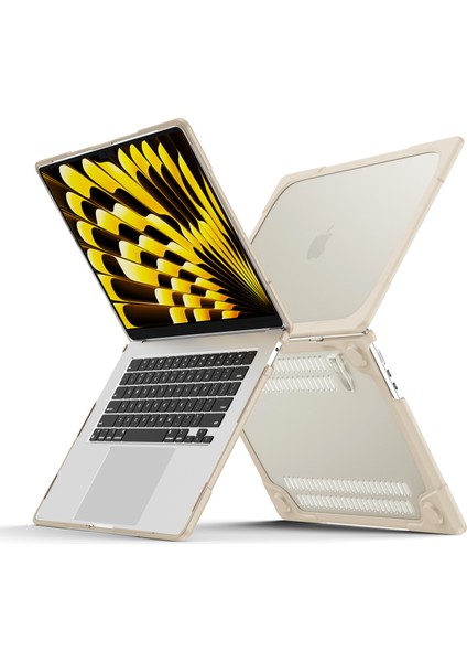 Macbook Air 15 Inç (2023) M2 A2941/(2024) A3114 M3 Stand Tasarımı Dizüstü Bilgisayar Anti-Scratch Sert Pc Kapağı-Haki Laptop Çantası (Yurt Dışından)