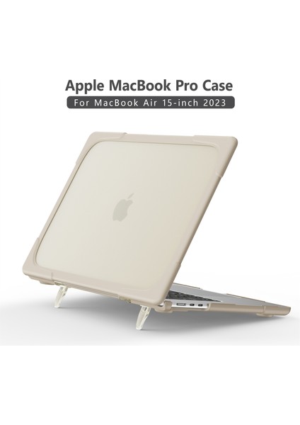 Macbook Air 15 Inç (2023) M2 A2941/(2024) A3114 M3 Stand Tasarımı Dizüstü Bilgisayar Anti-Scratch Sert Pc Kapağı-Haki Laptop Çantası (Yurt Dışından)