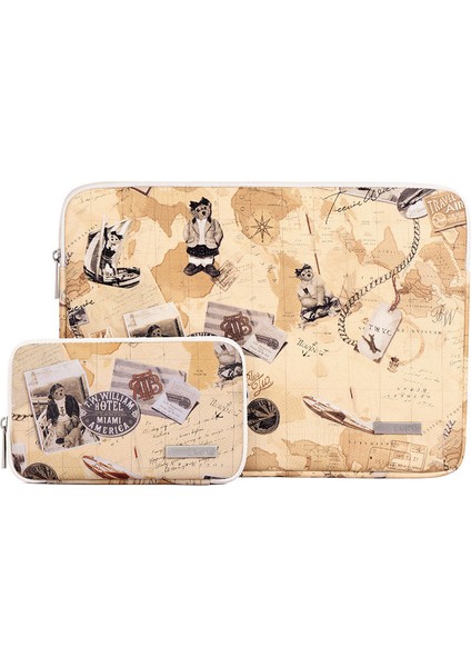 Kartpostal Tasarımlı Dizüstü Bilgisayar Kol Çantası Dizüstü Bilgisayar Kasası ve Küçük Çanta-Kahverengi/15-Inç Dizüstü Bilgisayar Için (Yurt Dışından)