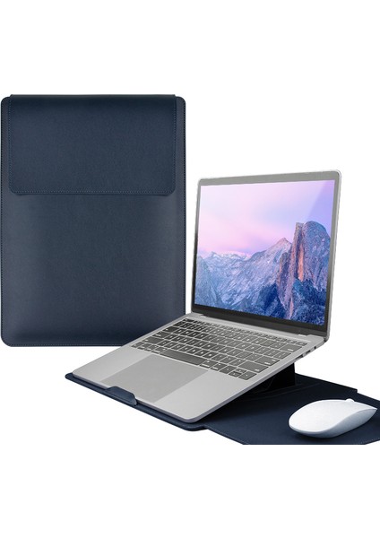 16 Inç Laptop Çantası Pu Deri Ayarlanabilir Standlı Taşıma Çantası-Lacivert (Yurt Dışından)