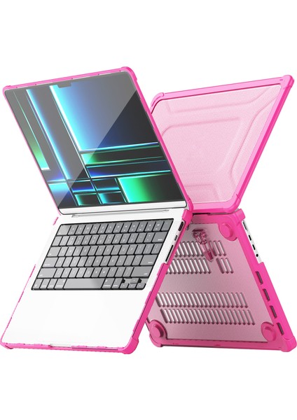 MacBook Pro 14 Inç (2021)/(2023) (A2442 M1 Pro / M1 MAX/A2779) Isı Dağılımı Sert Pc + Tpu Dizüstü Bilgisayar Kılıfı, Kickstand-Rose ile (Yurt Dışından)