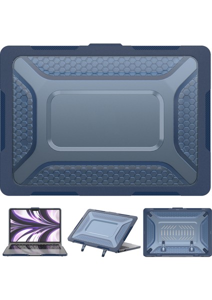 MacBook Air 13 Inç (2022) M2 A2681 Isı Dağıtımı Laptop Kılıfı Darbeye Dayanıklı Sert Pc Yumuşak Tpu Kickstand Kapak-Safir (Yurt Dışından)