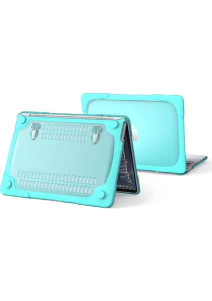 Temel Reis Serisi Iki Parçalı Plastik + Tpu Koruyucu Kılıf Kılıf, MacBook Pro 13 Inç (2020) İçin Stand Ta mlı A2251/A2289/A2338 (M1/m2) Cyan (Yurt Dışından)