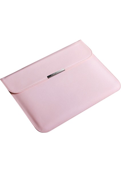 16 Inç Ince Laptop Çantası Manyetik Kapaklı Pu Deri Yatay Dizüstü Bilgisayar Kolu-Pembe (Yurt Dışından)