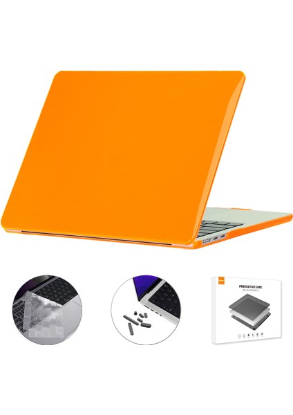 Macbook Air 15 Inç (2023) A2941 (Ab Versiyonu) Sert Pc Dizüstü Bilgisayar Kılıfı, Tpu Klavye Filmi + Toz Geçirmez Fişler-Turuncu (Yurt Dışından)