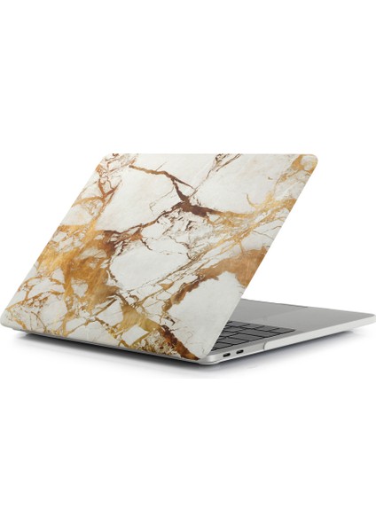 Desenli Sert Kılıf Koruyucu MacBook Air 13.3 Inç Retina Ekran A2337 M1 (2020)/AIR 13.3 Inç Retina Ekran A2179 (2020)/AIR 13.3 Inç (2019) (2018) A1932-MERMER Doku/altın (Yurt Dışından)