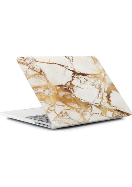 Desenli Sert Kılıf Koruyucu MacBook Air 13.3 Inç Retina Ekran A2337 M1 (2020)/AIR 13.3 Inç Retina Ekran A2179 (2020)/AIR 13.3 Inç (2019) (2018) A1932-MERMER Doku/altın (Yurt Dışından)