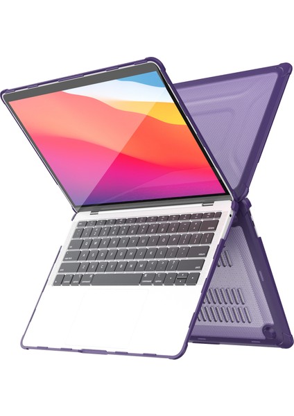 MacBook Air 13 Inç (2018) A1932/(2020) A2337 M1 A2179 Darbeye Dayanıklı Pc + Tpu Kapak Anti-Drop Laptop Kılıfı-Mor (Yurt Dışından)