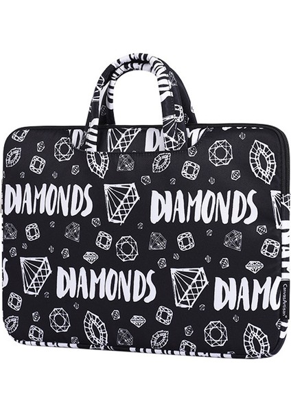 Elmas Desenli Koruyucu Dizüstü Bilgisayar Kılıfı 15 Inç Dizüstü Bilgisayar Için Taşıma Çantası-Siyah (Yurt Dışından)