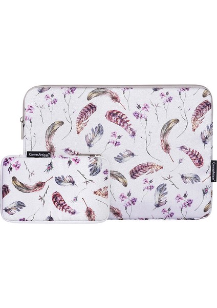 Suluboya Tüy Desenli Ultra Ince Dizüstü Bilgisayar Taşıma Çantası Darbeye Dayanıklı Dizüstü Bilgisayar Kılıfı ve Küçük Çanta-Beyaz/11 Inç Dizüstü Bilgisayar Için (Yurt Dışından)