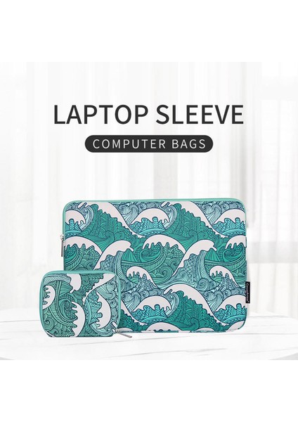 Deniz Dalgası Baskılı Dizüstü Bilgisayar Kılıfı Küçük Çantalı Taşıma Çantası-Yeşil/11 Inç Dizüstü Bilgisayar Için (Yurt Dışından) fiyatları