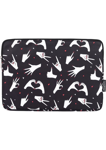 11 Inç Dizüstü Bilgisayarlar Için Parmak Desen Baskılı Koruyucu Kol Çantası Taşınabilir Taşıma Çantası Ince Kanvas Çanta (Yurt Dışından)