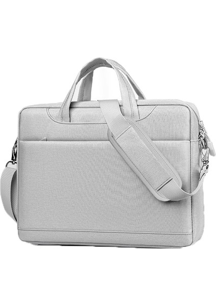 17.3 Inç Kalın Hava Yastığı Dizüstü Bilgisayar Çantası Polyester Crossbody Omuz Çantası-Açık Gri (Yurt Dışından)