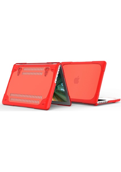 Temel Reis Serisi Iki Parçalı Plastik + Tpu Koruyucu Kılıf Kabuk, MacBook Pro 13 Inç (2020) Için Stand Tasarımlı A2251/A2289/A2338 (M1/m2)-Kırmızı (Yurt Dışından)