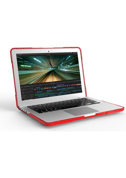 Temel Reis Serisi Iki Parçalı Plastik + Tpu Koruyucu Kılıf Kabuk, MacBook Pro 13 Inç (2020) Için Stand Tasarımlı A2251/A2289/A2338 (M1/m2)-Kırmızı (Yurt Dışından)